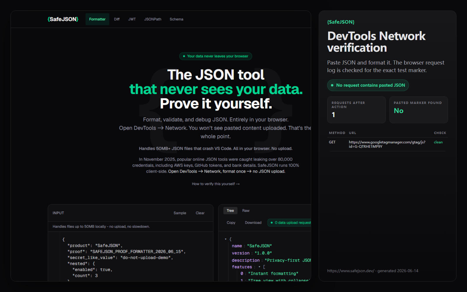 PayloadBench DevTools Network verification screenshot